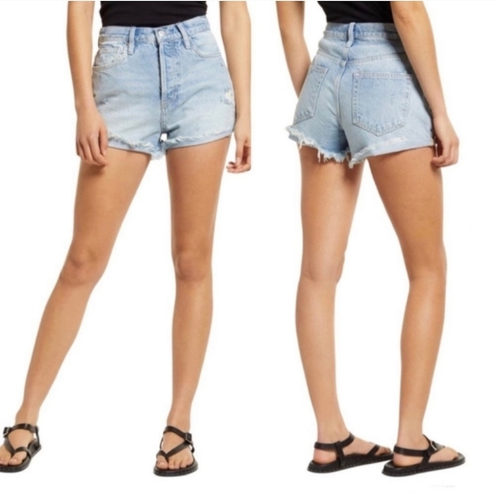 Free People Lasso Denim Shorts Sz 31 Cut-Off Distressed Button Fly